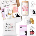 Cat Lover Gifts for Women, Cat Mom Gifts, Cat‘s Themed Gift for Christmas Mother's Day Birthdays, Gift for Cats Lovers for Crazy Cats Lady Mom Daughters with Canvas Bag Glass Cup Scented Candle Socks