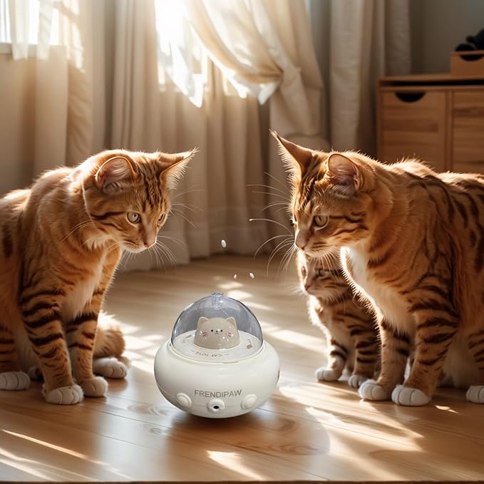 Interactive Cat Toy for Indoor Cats, Automatic UFO Kitten Toy with 360° Rotating Feathers and Bell, Hands-Free Electronic Teaser Toy, Stimulates Hunting Instincts, Multi-Cat Friendly