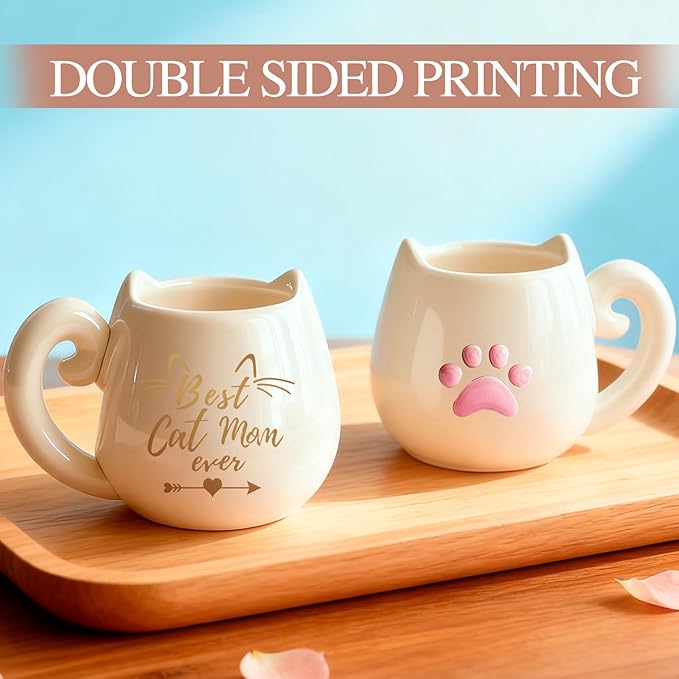 Best Cat Mom Ever Gifts for Women with 11Oz Coffee Mug and Exquisite Necklace, Perfect for Cat Lovers,Ideal for Mother's Day,End of Years Thank You Birthday& Daily Surprises