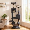DORTALA 75" Tall Modern Cat Tree, Multi-Level Cat Tower with Large Condos, Sisal Scratching Posts, Top Perch, Hammock, Dangling Balls, Kitten Beds & Climbing Furniture for Indoor Cats (Grey)