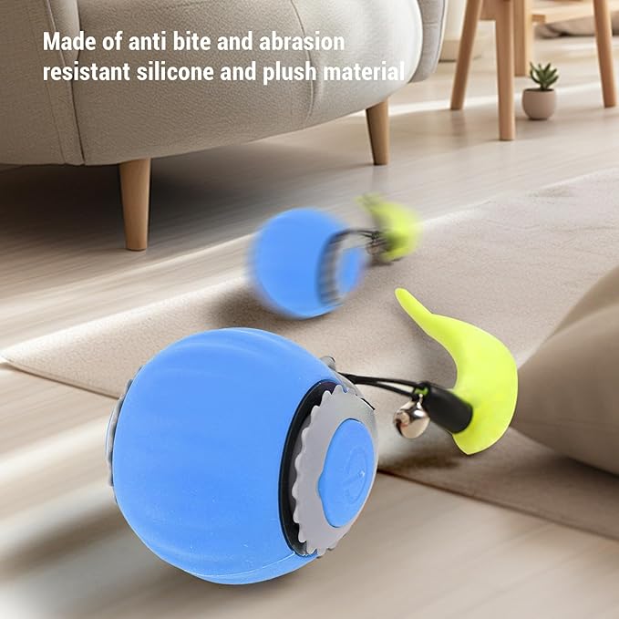 HEEPDD Cat Ball Smart Rolling Ball, Automatic Active Rolling Ball Toy Dog Ball Toys Activated Rolling Ball Self Rolling Electric Cat Ball for Indoor and Outdoor (Blue)