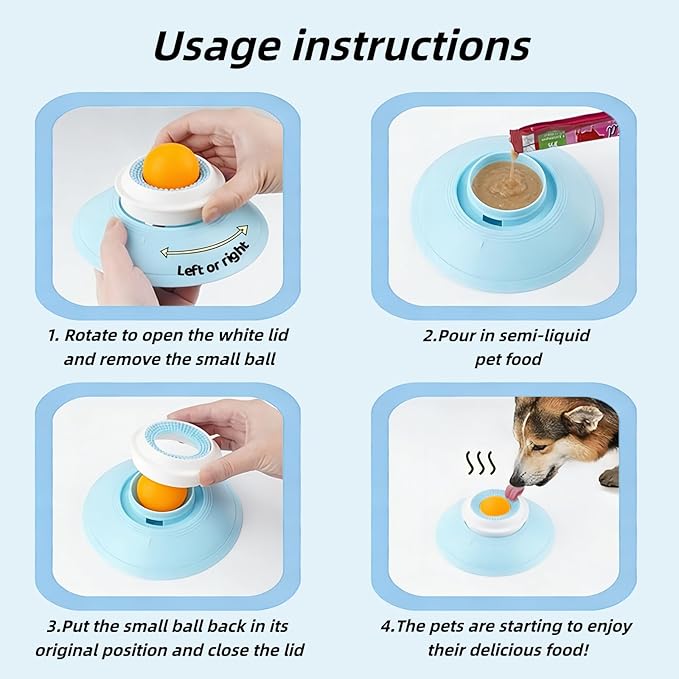 Dog Licking Toy, Dog Lick Bowl & Dog Licking Bowl with Suction Cup, Lick Sphere Slow Feeder Lick Ball, Anxiety Relief Interactive Treat Dispenser, Lick Bowl for Dogs for Semi-Liquid Food, All Breeds