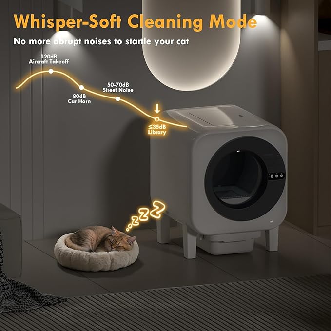 Automatic Cat Litter Box, Self Cleaning Litter Box with App Control, 75l Large Cat Litter Boxs for Multi-Cat Homes, Infrared & Weight Sensors, Odor Eliminator, Easy Cleaning, 20 Trash Bags, Black