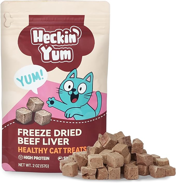 Freeze Dried Beef Liver Cat, Dog Treats, Single Ingredient Food Toppers & Training Snacks, 2 oz
