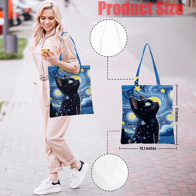 Hanamiya Na Tote Bag with Zipper Pockets, Tote Bag Reusable Shopping Grocery Bags Birthday Gifts for Women, Weekender Bags