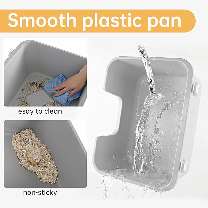 Oneluck XXXL Cat Litter Box with Lid,Extra Large Cat Litter Box for Big & Multiple Cats, Removable Transparent Cover, Anti-Urine Leakage | High Sided & Includes Litter Mat & Scoop