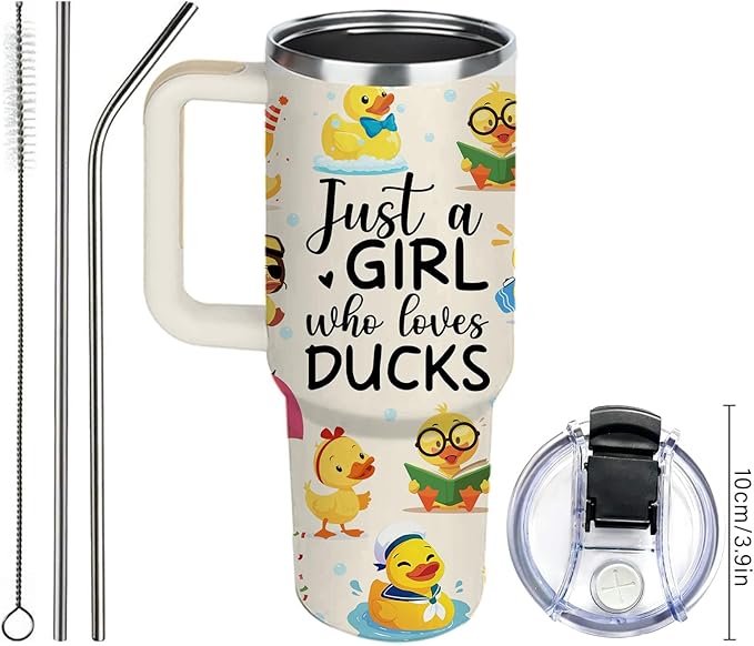Duck Gifts For Women, Just a Girl Who Loves Duck Gifts Tumbler 40oz, Rubber Ducks Birthday Christmas Gift For Ducks Lover
