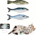 Realistic Floppy Fish Cat Toys, 3 Pack Mini-Sized, Moving Cat Toy Flopping Fish for Indoor Kitten, Sardine/Saury/Bass Interactive Cat Toys, Touch Activated, Rechargeable.