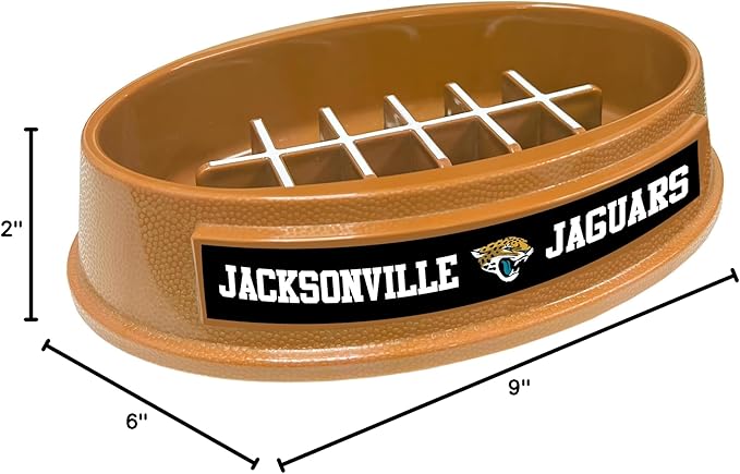 NFL Super-Bowl Jacksonville Jaguars Slow Feeder Dog & Cat Bowl. Football Design for Healthy Digestion. Non-Slip for Large & Small Pets