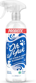 Oh Yuk Probiotics Pet Odor Eliminator and Stain Remover Spray – Dog & Cat Urine and Poop Odor Eliminator for Home, Pet Pee Smell Remover & Deodorizer – 27 fl oz (Fresh Ginger Lime)