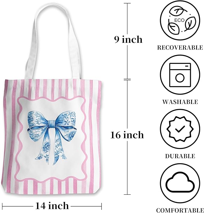 Grace Yonks Cute Canvas Tote Bag – Aesthetic Large Reusable Bag