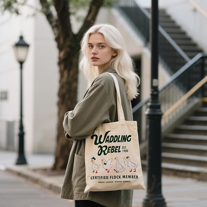 Aesthetic Canvas Tote Bag for Women - with Magnetic Snap Closure & Zipper Inner Pocket Reusable Bag for Shopping