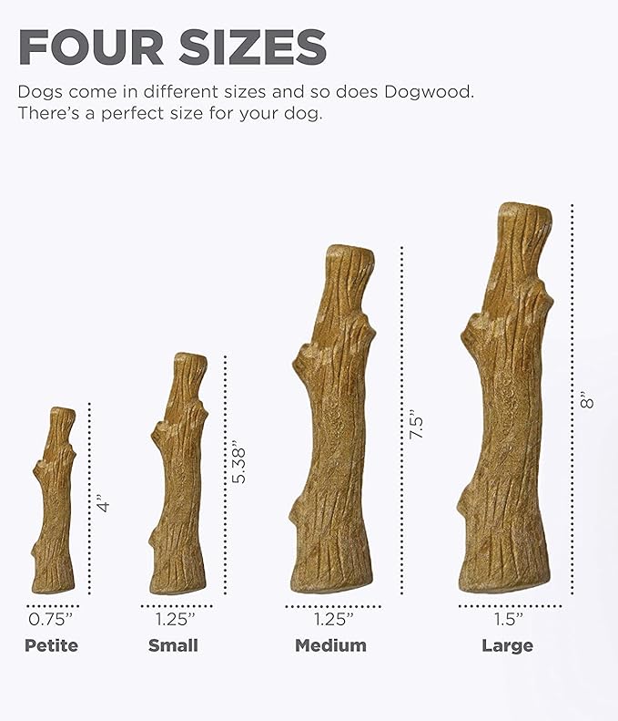 Pupstages Dogwood Dog Chew Toy – Real-Wood Blend, Natural Flavor & Texture, Moderate Chewers, Medium, 7.4"
