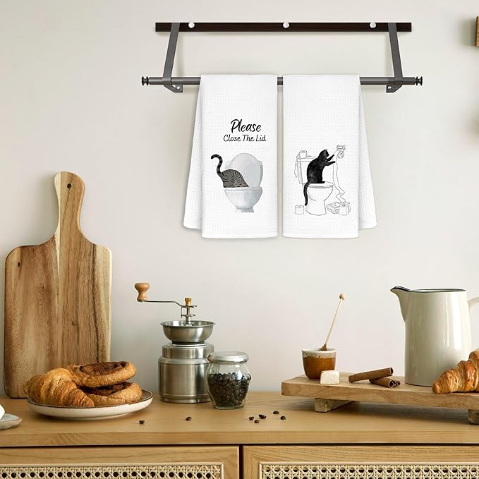 Jvpke Funny cat Hand Towel for Bathroom,Black Cat Decor, cat Lover Gifts for Women, Cat Towels for Cat Lovers, Cat Bathroom Decor, Black cat Gifts for Women cat Lovers, 16x24