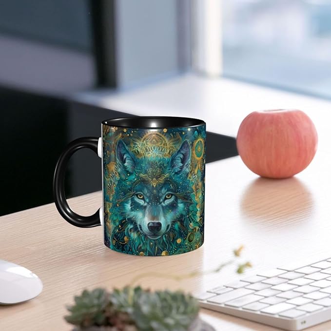 Wolf Coffee Mug 11 OZ Ceramic Tea Cup Novelty Mugs Funny Coffee Cups with Handle