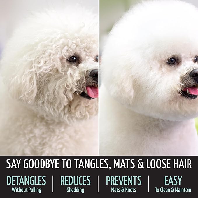 Tauro Pro Line Deshedding Slicker Brush for Dogs & Cats, Soft Pins for Gentle Dematting & Detangling, Grooming Tool for Long & Wavy Coats, Ideal for Doodles, Non-Slip Grip, Mint, Small Size (S)