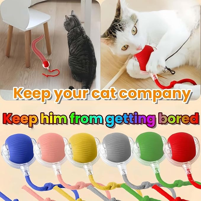 Interactive Rotating Cat Ball Toy, 360 Smart Rolling Ball Electric, Automatic Moving for Cats & Kittens (3 Colors)