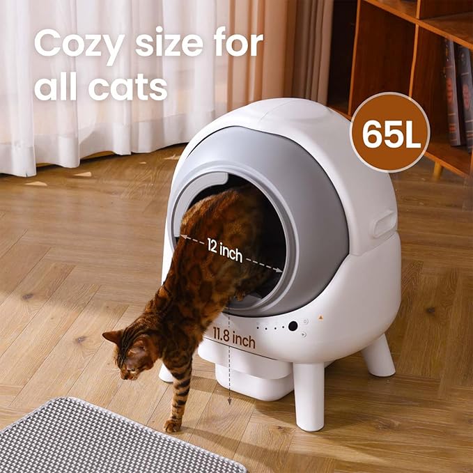 ELS PET Automatic Self Cleaning Litter Box for Multiple Cats with App Control and Litter Mat and Waste Bags