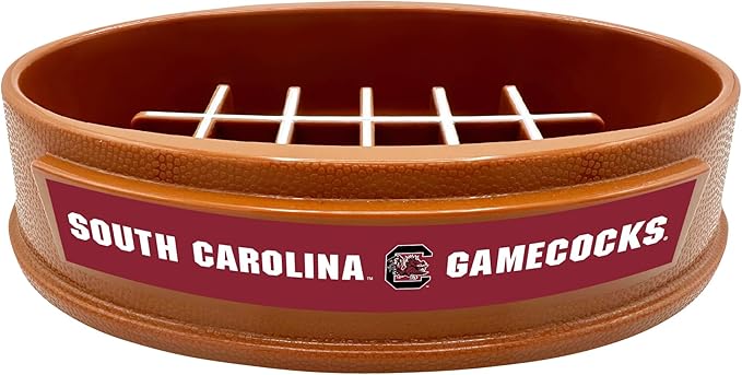 NCAA Super-Bowl - South Carolina Gamecocks Slow Feeder Dog Bowl. Football Design Slow Feeding Cat Bowl for Healthy Digestion. Non-Slip Pet Bowl for Large & Small Dogs & Cats