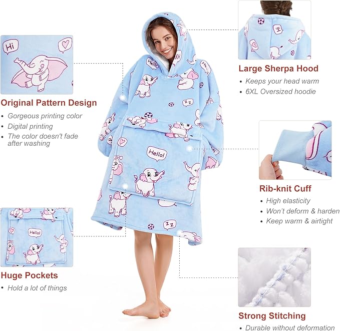 Narecte Cozy Oversized Blanket Hoodie Wearable Blanket Adults Soft Hooded Blanket Hoodie Birthday Gifts for Women Christmas
