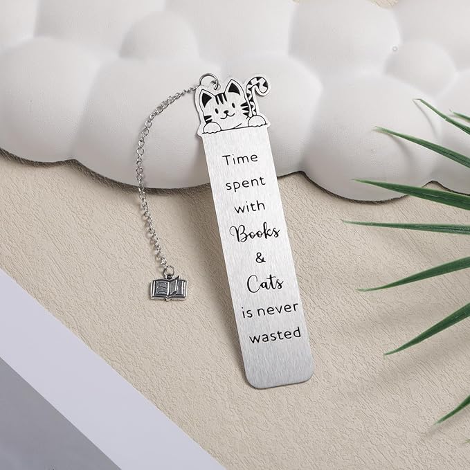Cat Bookmark for Women, Cute Metal Bookmark with Book Charm Pendant for Book & Cat Lovers Women Men Readers Teens Kids Girls Boys