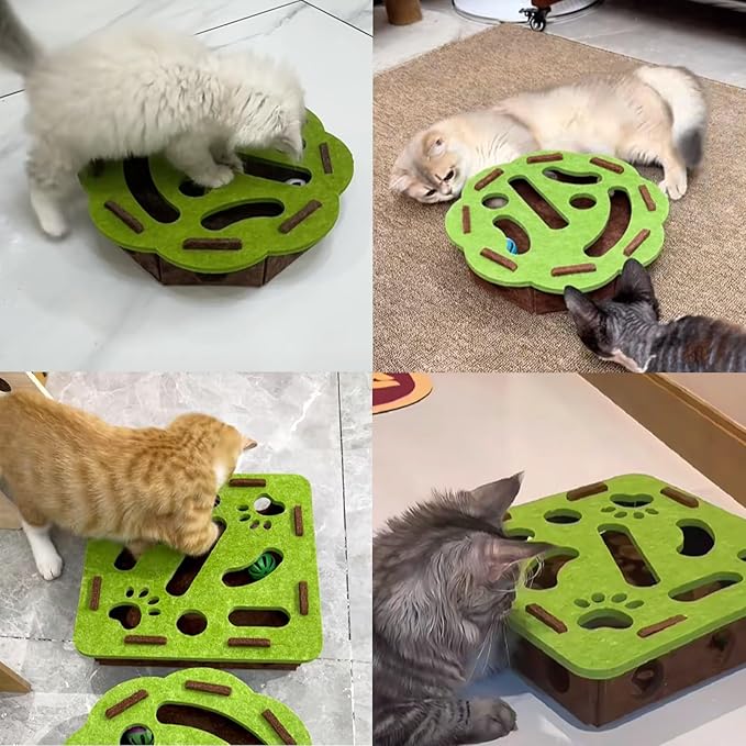 Cat Scratch Pad Toy with Ball Felt Cat for Indoor Cats (Grey No.1)