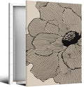 Abstract Black and Beige Flowers Canvas Wall Art, Neutral Floral Lines Poster, Modern Minimalist Floral Wall Decor, Boho Botanical Sketch Art Print for Living Room Bedroom 16x20in Wrapped Canvas