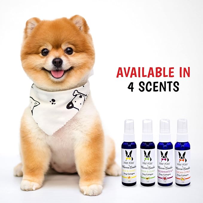 Warren London Wet Kiss Dog Cologne Spray – Tuscan Citrus | 2 oz Long-Lasting Odor Eliminator & Coat Freshener for Dogs & Cats