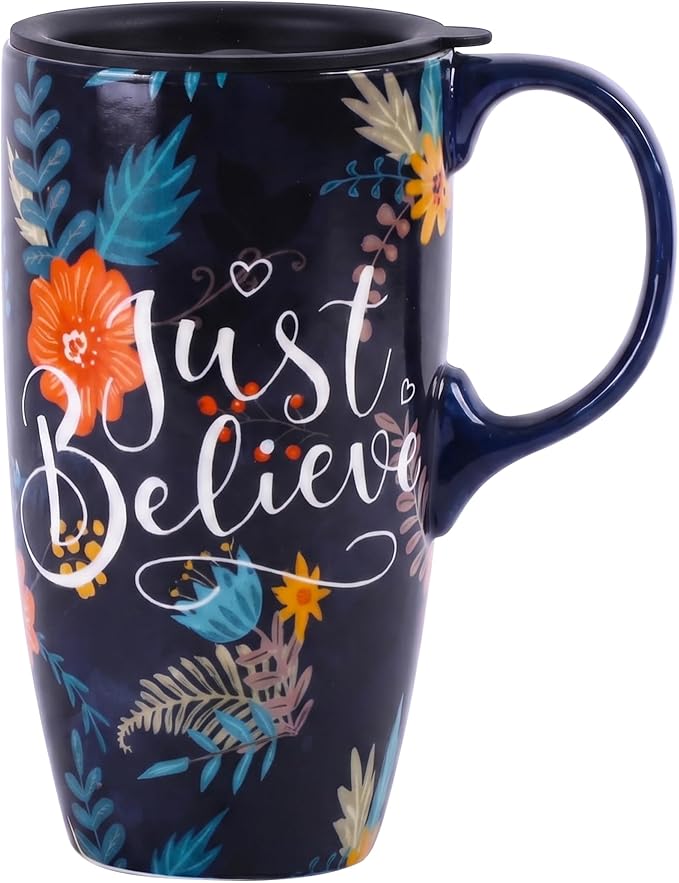 Topadorn 17oz Ceramic Travel Mug with Lid & Handle, Porcelain Coffee Cup with Gift Box, Dishwasher & Microwave Safe, Ideal for Daily Use, Commute & Gifting