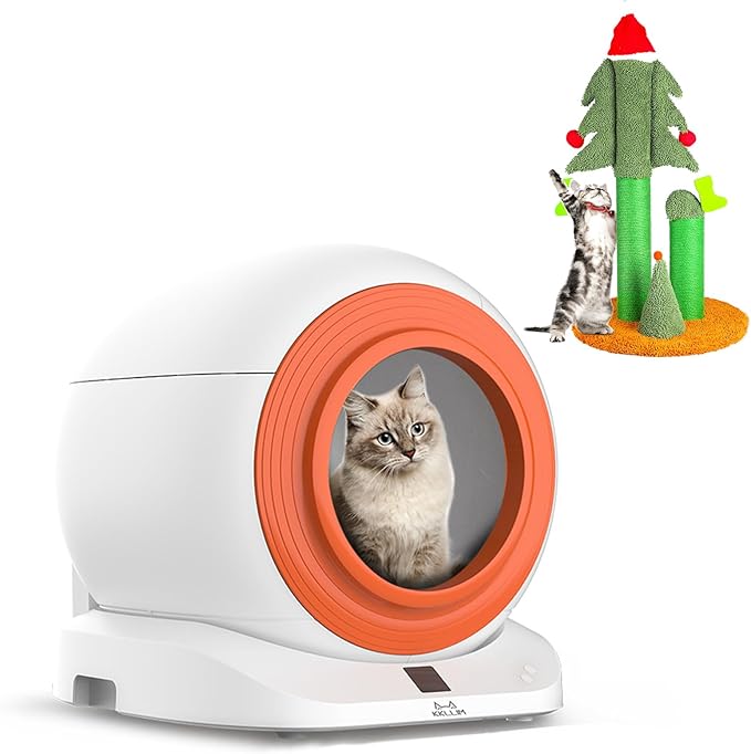 Self Cleaning Litter Box, Automatic Cat Litter Box Self Cleaning for Multiple Cats, App Control with 32'' Tall Christmas Tree Cat Scratching Post