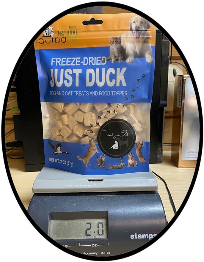 Freeze Dried Dog and Cat Treats Food Topper (2.0 oz, Just Duck)