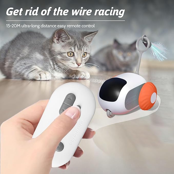 Remote Control Smart Electric Cat Toy,Interactive Cat Toys for Indoor Cats,Gravity Automatic Mobile Car Toy,Cat Mouse Toys,Moving Cat Toy, USB Rechargeable (Orange)