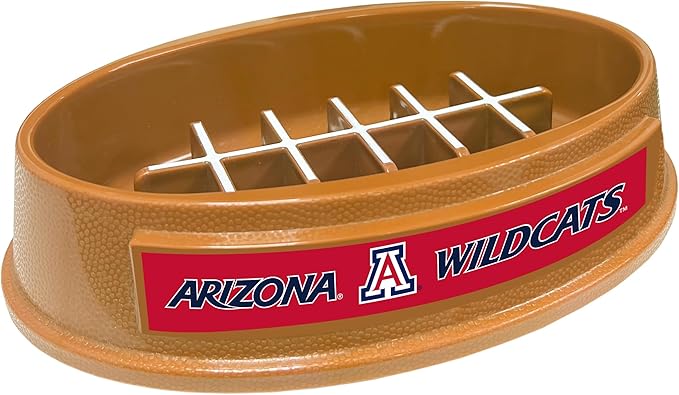 NCAA Super-Bowl Slow Feeder Dog Bowl. Football Design Slow Feeding Cat Bowl for Healthy Digestion. Non-Slip Pet Bowl for Large & Small Dogs & Cats (Arizona Wildcats)