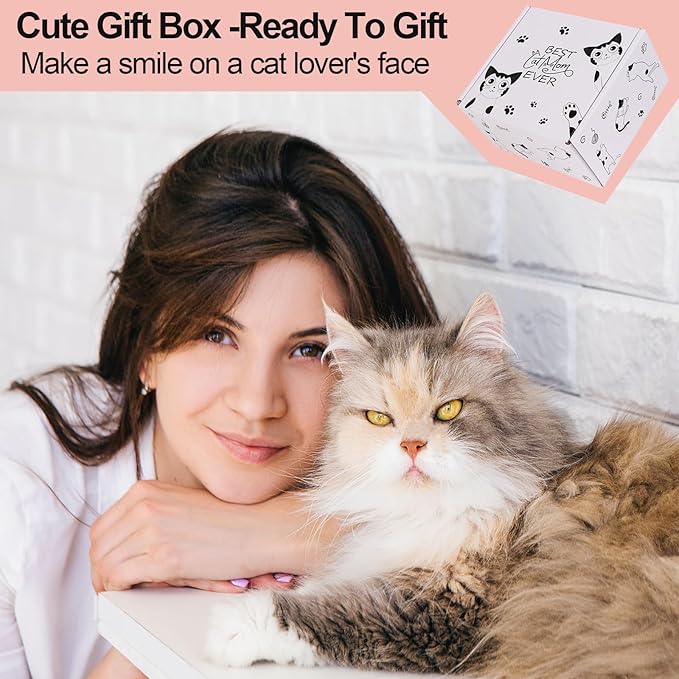 LiYiQ Cat Lover Gifts for Women - Cat Mom Gifts, Crazy Cat Lady Essentials: Makeup Bag, Socks, Scrunchies, Greeting Cards - Perfect for Birthdays & Mother's Day