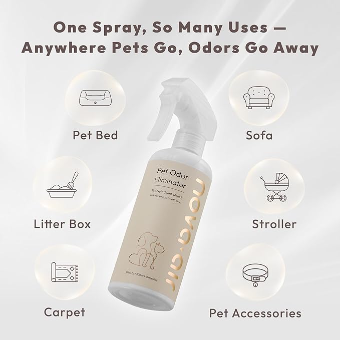 Pet Odor Eliminator Spray for Dog & Cat – Neutralizes Urine, Litter Box & Carpet Smells | Non-Toxic, Fragrance-Free, Pet-Safe | Ti-Oxy™ Technology – No Enzymes, No Masking, 10.1 Fl Oz