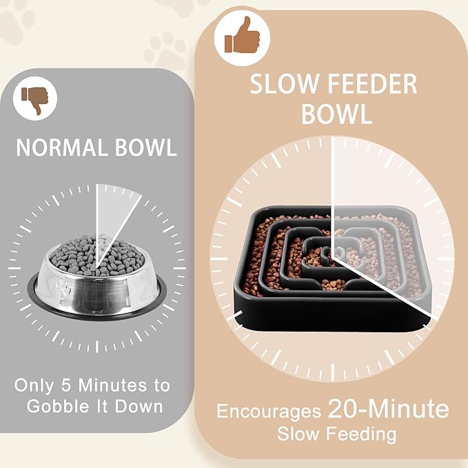 Slow Feeder Dog Bowls for Large Medium Dogs, Anti-Choking Slow Eating Maze Dog Food Bowl, Anti-Slip Slow Feeding Pet Puzzle Bowl,Black