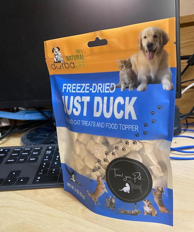 Freeze Dried Dog and Cat Treats Food Topper (2.0 oz, Just Duck)