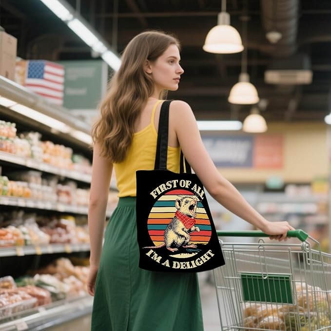 Aesthetic Canvas Tote Bag for Women - with Magnetic Snap Closure & Zipper Inner Pocket Reusable Bag for Shopping