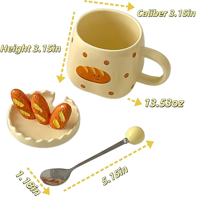 Interesting baguette mug, ceramic coffee cup with a capacity of 13.53 ounces, can be given as a gift to your family, friends and colleagues