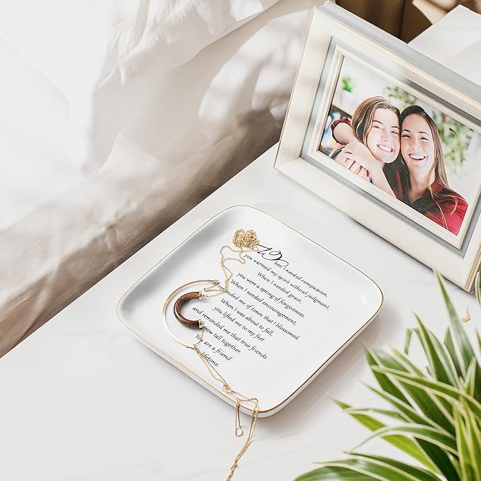 PUDDING CABIN Friend Gifts for Women You are a Friend for a Life Time Friendship Birthday Gifts for Friends Female, BFF Gift for Her, Personalized Ring Dish