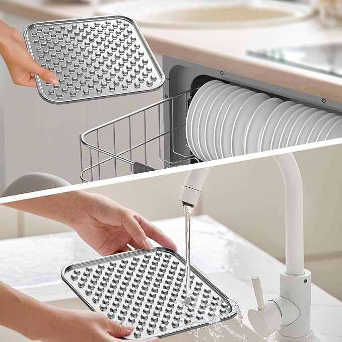 Dual Wall Stainless Steel Large Lick Mat for Dogs & Cats, Chew-Proof Slow Feeder, Anxiety Reducer, Whisker-Friendly for Cats, Non-Slip Heavy Duty Base, Raw Feeding Pad, Dishwasher Safe