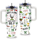 Golf Tumbler for Women 40oz with Straw & Handle - Just a Girl Who Loves Golf Insulated Tumbler, Stainless Steel, BPA-free, Leak Proof, Golfer Travel Cup for Girl, Golfs Gifts Golfs Lovers Birthday Cup
