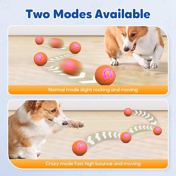 Upgraded Interactive Dog Ball, 2025 New Activated Automatic Rolling Balls for Dogs, Self Moving Vibrating Smart Jumping Bouncing and Rotating Pets Toy to Keep Them Busy (New - Orange)