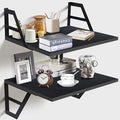 Tectocker-DOU Set of 2 Deep Floating Shelves; Mounted Book Shelf for Living Room, Bedroom Shelves for Wall Decor; Shelves for Wall Storage; Shelving with Metal Brackets, 12 Inches (Black)
