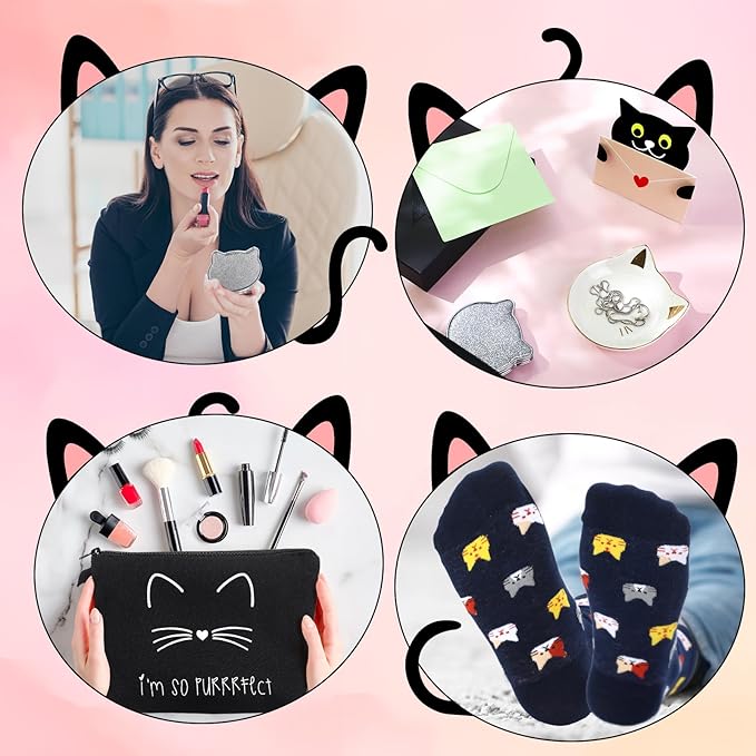 Havawish Cat Lover Gifts for Women Best Cat Mom Gift Basket Set Black Gift Box for Cat Lovers Birthday Mother's Day Cat Themed Gifts for Girl Lady Friend Daughter Sister Wife