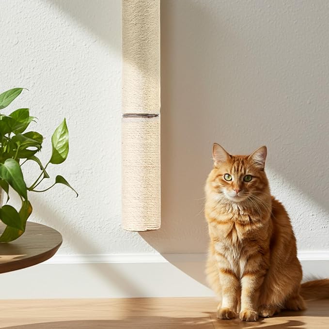 AceOrbit 2 Pcs 30" Wall Mounted Cat Scratching Post for Large Cats, Wall Mounted Sisal Scratching Post, Furniture for Indoor Cats Climb Stretch Play, Tall and Sturdy Cat Climbing Pole