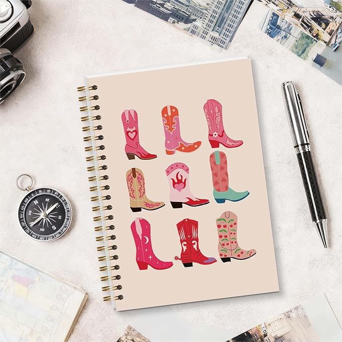 Western Cowgirl Spiral Notebook, Preppy Spiral Journal Notebooks, Western Gifts for Women Girls, 5.5x8.3 Inch - A14