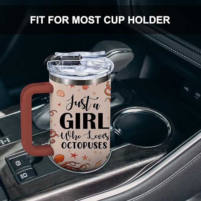 Octopus Lovers Gifts For Women, Just a Girl Who Loves Octopus Gift, 40oz Cute Octopu Tumbler, Friendship Present For Octopu Lover Friend, Birthday Sea Animal Lover Coffee Cup Gifts For Girl