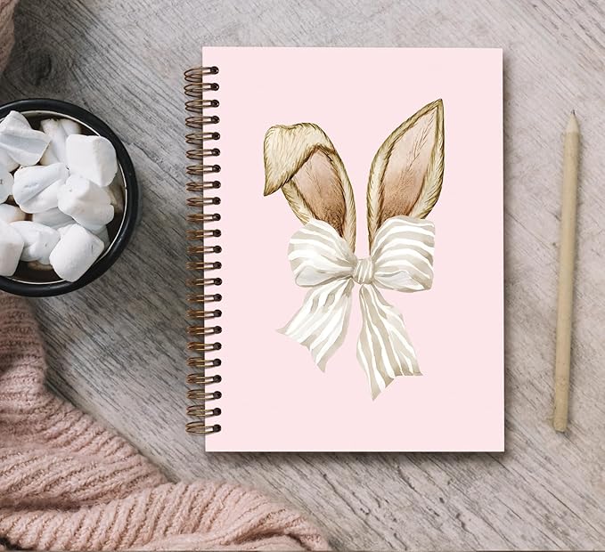 KDHTY Bunny Notebook Coquette Gifts for Bunny Lovers Journaling Notebooks,Cute Bunny Rabbit Spiral Hardcover Notebooks Cute Office Supplies for Women,Aesthetic Notebook College School Supplies for Girls,5.5 x 8.3