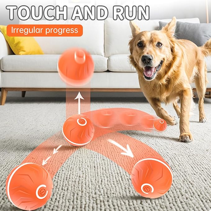 Vibrating Dog Ball, 2025 New Moving Dog Ball, Upgraded Interactive Dog Ball, Automatic Bouncing Ball Toy for Pet, Shaky Ball Toy for Small Dogs and Cats (b-Orange)